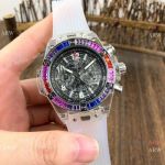 Hublot Big Bang Unico Chronograph Watches Rainbow Bezel White Rubber Strap_th.jpg